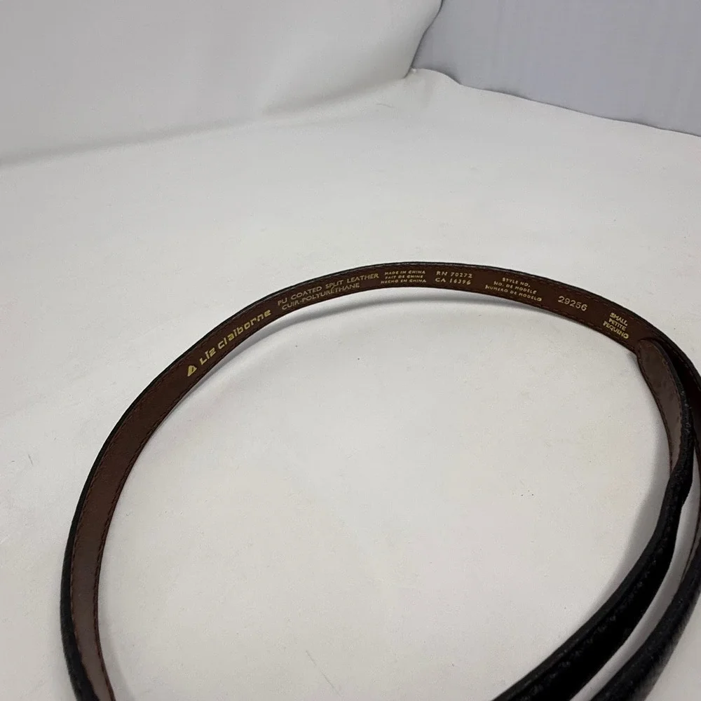 VTG Liz Claiborne Black Skinny Belt Gold‎ Buckle Small 29256 Textured Leather